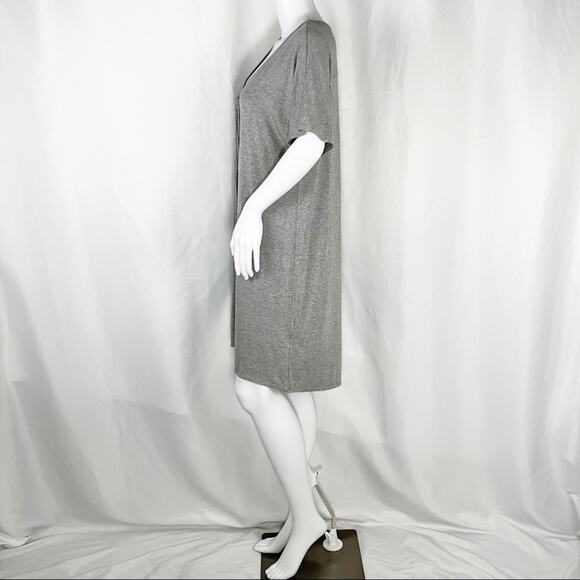 Loveriche Heather Gray V Neck Front Tie Short Sleeves Mini Tank Dress SzL NWT - Picture 3 of 9